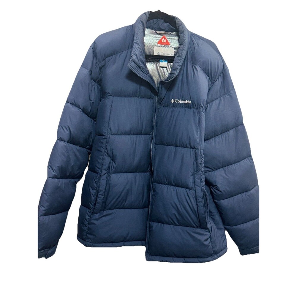 Columbia Jacket Adult Large Blue Puffer Omni-Heat Insulated Bomber Coat